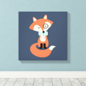 Monocle Hipster Red Fox Canvas Afdruk (Insitu (Houten vloer))
