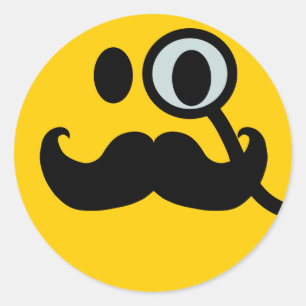 Monocle & Mustache achtergrond) Ronde Sticker