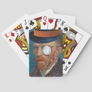 Monocle van Gogh in hoge hoed speelkaarten
