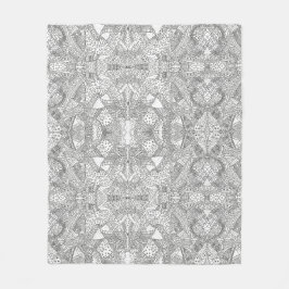 monocrome Symmetrical Doodle Mandala Black & White Fleece Deken