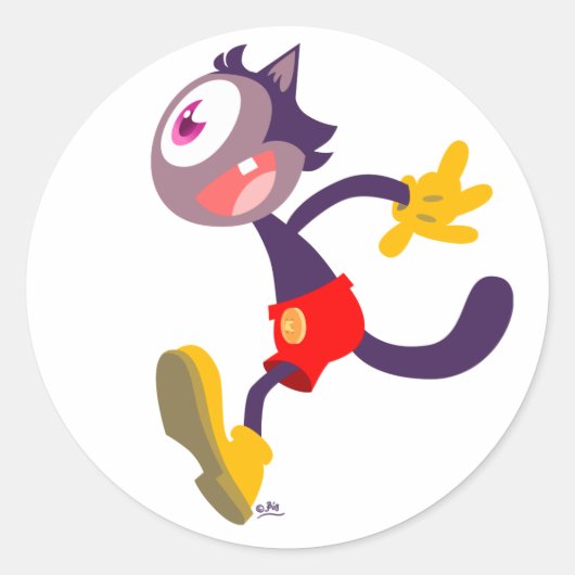 Monoculaire kat cartoon sticker (Voorkant)