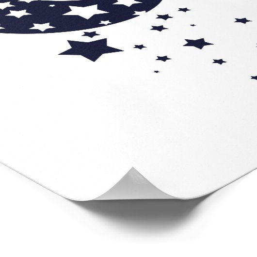 Monoen en stersilhouet in donkerblauw poster (Hoek)