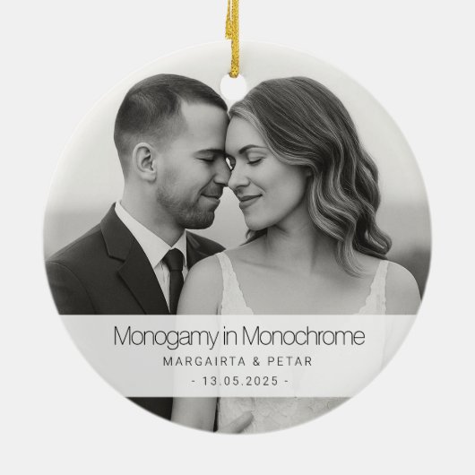 Monogamie in monochroom – Grappig zwart-wit Keramisch Ornament (Achterkant)