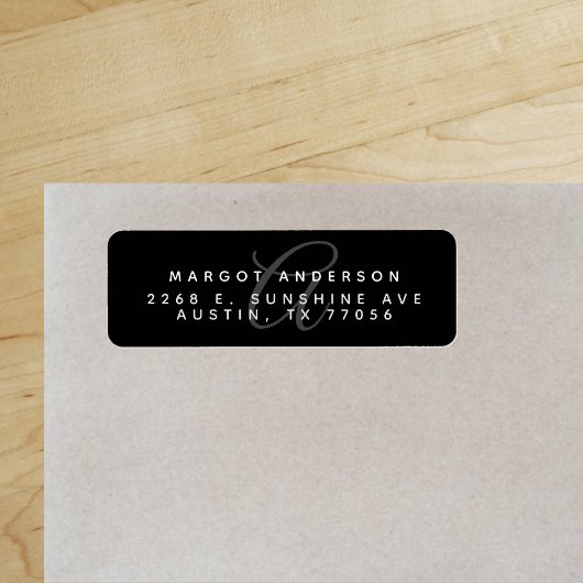 Monogoram Chic | Stijlvol zwart | Retouradres Etiket