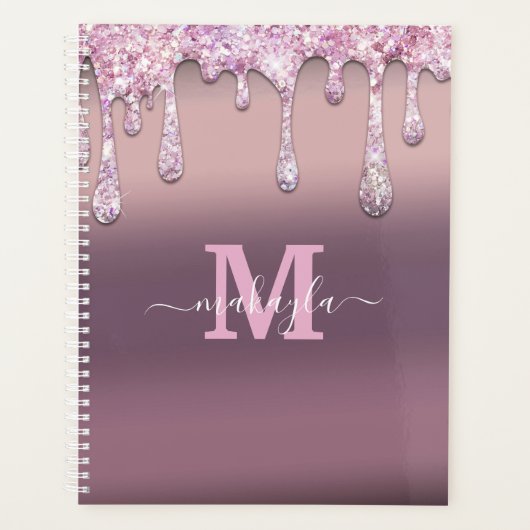 Monografie Glitter Drips Folie Aangepast Planner (Voorkant)