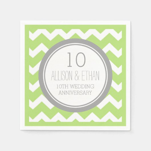 Monogram 10e Jubileum servet groen Chevron (Voorkant)