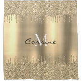 Monogram 14.000 Goud DBL-druppelaar Glitter Metall Douchegordijn (Voorkant)