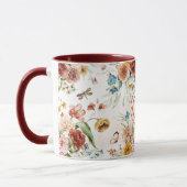 Monogram 1600s Waterverf Bloemen 11 oz. Ringer com Mok (Links)