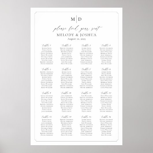 Monogram 16 tafels Vind uw zitplaatskaart Poster (Voorkant)