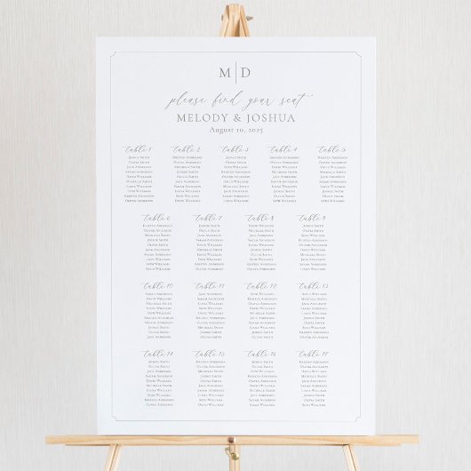 Monogram 17 Tafels Vind Je Plaats Zitplaatsenkaart Poster