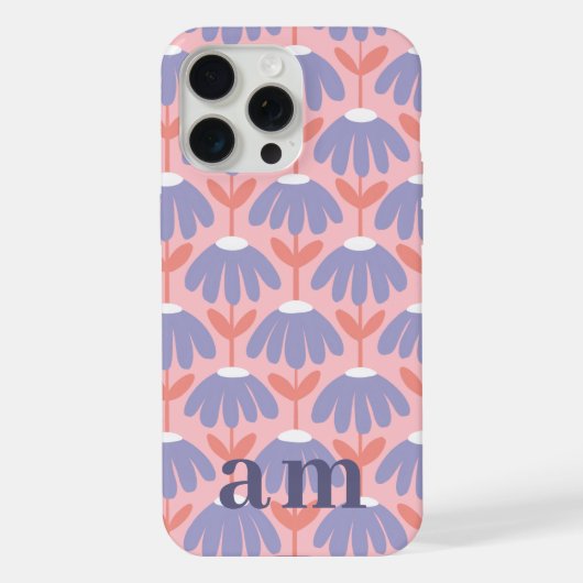 Monogram 2 Initiales Floral Vintage Rose & Bleu (Verso)