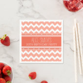 Monogram 30e verjaardag Napkin Coral Chevron Servetten (Insitu)
