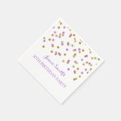 Monogram 30e Verjaardag Napkin Gold Paarse confett Servet (Hoek)