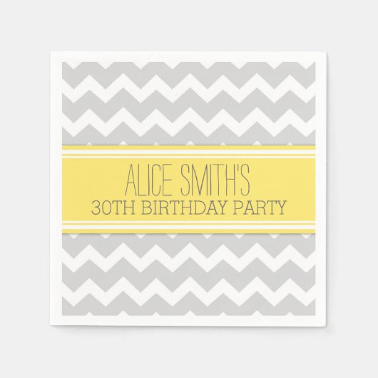 Monogram 30e verjaardag servet geel Chevron (Voorkant)