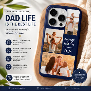 Monogram 3 Foto Papa Leven is het Beste Leven iPhone 15 Pro Hoesje