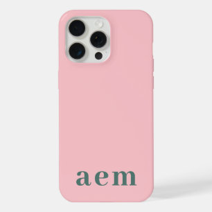 Monogram 3 Initialen Roze & Groen Minimalistisch iPhone 15 Pro Max Hoesje