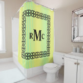 Monogram 3 letter initiaal retro douchegordijn (In situ)