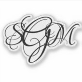 Monogram 3-letterige Initialen Custom Decals 1-up Sticker (Voorkant)