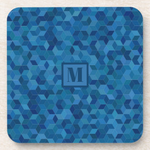 Monogram 3D Blue Cube Patroon Bier Onderzetter