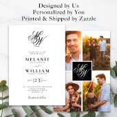 Monogram 4 Foto Weddenschap Kaart