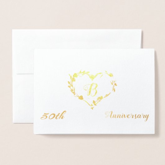Monogram 50ste jubileumontwerp folie kaarten (Voorkant met envelop)