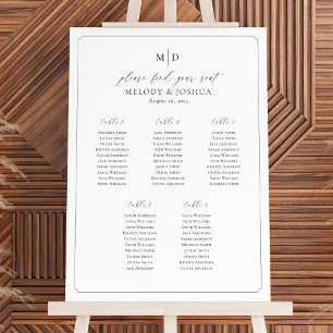 Monogram 5 tafels Vind uw zitplaatskaart Poster