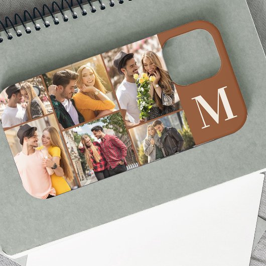Monogram 6 fotocollage horizontaal bruin Case-Mate iPhone case