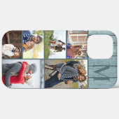 Monogram 6 fotocollage kustblauw hout Case-Mate iPhone case (Achterkant (horizontaal))