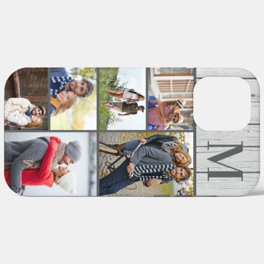 Monogram 6 Fotocollage witgekalkt hout Case-Mate iPhone Case (Achterkant (horizontaal))
