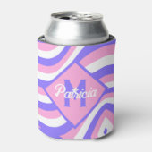 Monogram 70s Groovy roze & paarse psychedelische Blikjeskoeler (Blikje Voorkant)
