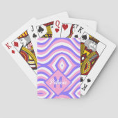 Monogram 70s Groovy roze & paarse psychedelische Pokerkaarten (Achterkant)