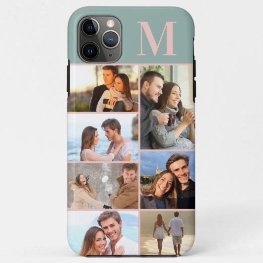 Monogram 7 Fotocollage op groen Case-Mate iPhone Case (Achterkant)