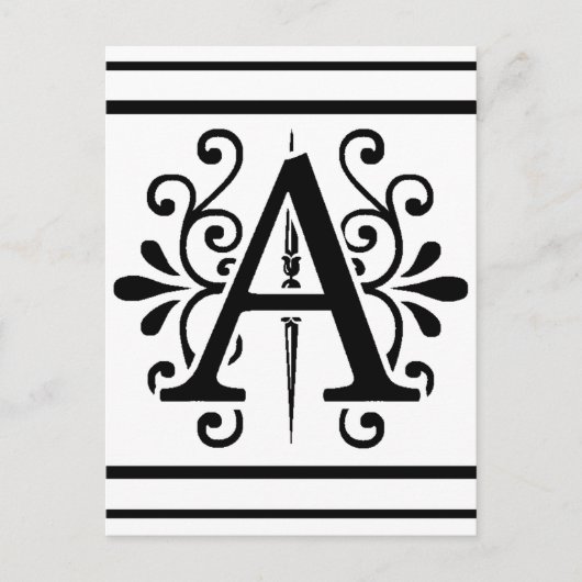 MONOGRAM A BLACK BRIEFKAART (Voorkant)