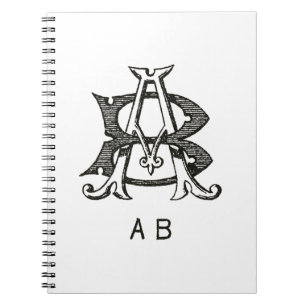 Monogram A en B, paar Initiaal A en B, bruiloft Notitieboek