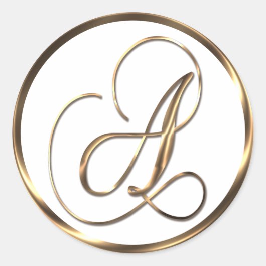 Monogram A Faux Bronze Ronde Sticker (Voorkant)