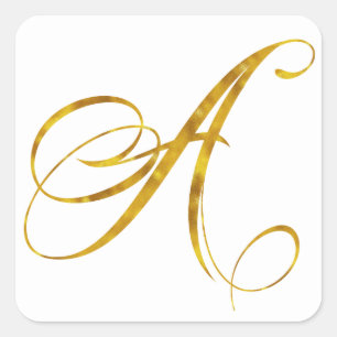 Monogram A Faux Gold Foil Metallic Letter Design Vierkante Sticker