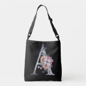 Monogram A Floral Blue Pink Black Crossbody Tas (Achterkant)