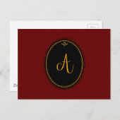 Monogram 'A' goud op zwart Briefkaart (Voorkant / Achterkant)