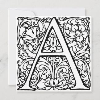 Monogram A Initiaal Black en White Floral Pattern