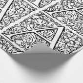 Monogram A Initiaal Black en White Floral Pattern Cadeaupapier (Hoek)