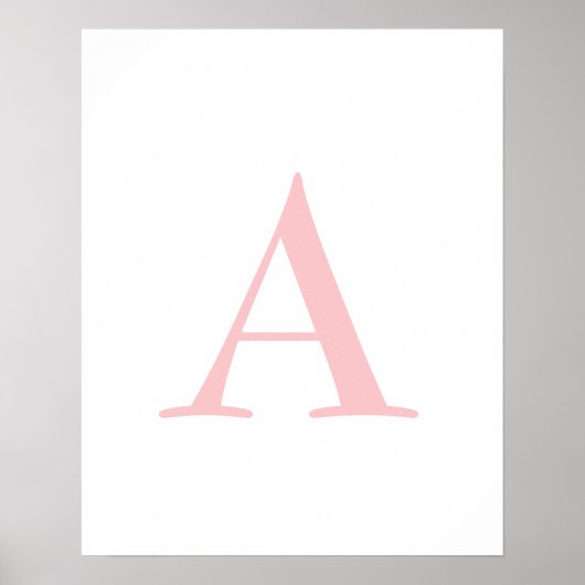 Monogram A Initiaal Letter Modern White & Roze Pos Poster (Voorkant)