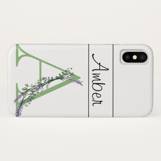 Monogram A lavender Eucalyptus Case-Mate iPhone Case (Achterkant (horizontaal))