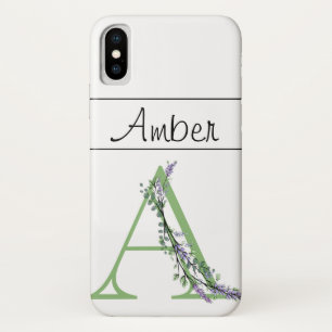Monogram A lavender Eucalyptus iPhone X Hoesje