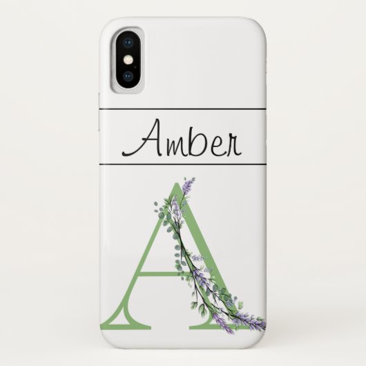 Monogram A lavender Eucalyptus Case-Mate iPhone Case (Achterkant)