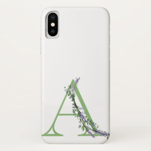 Monogram A lavender Eucalyptus iPhone X Hoesje