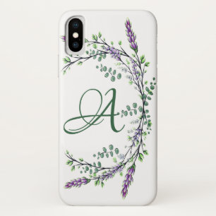 Monogram A lavender Eucalyptus iPhone X Hoesje