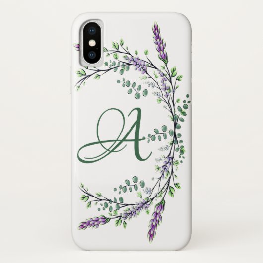 Monogram A lavender Eucalyptus Case-Mate iPhone Case (Achterkant)
