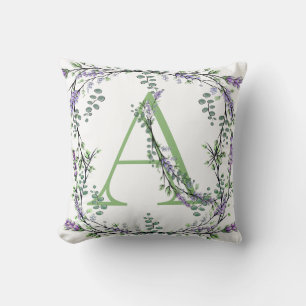 Monogram A lavender Eucalyptus Kussen