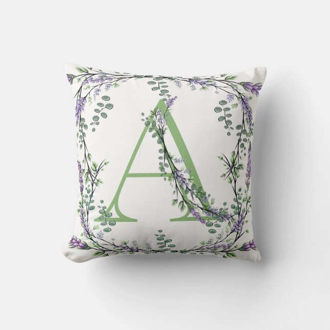 Monogram A lavender Eucalyptus Kussen (Voorkant)