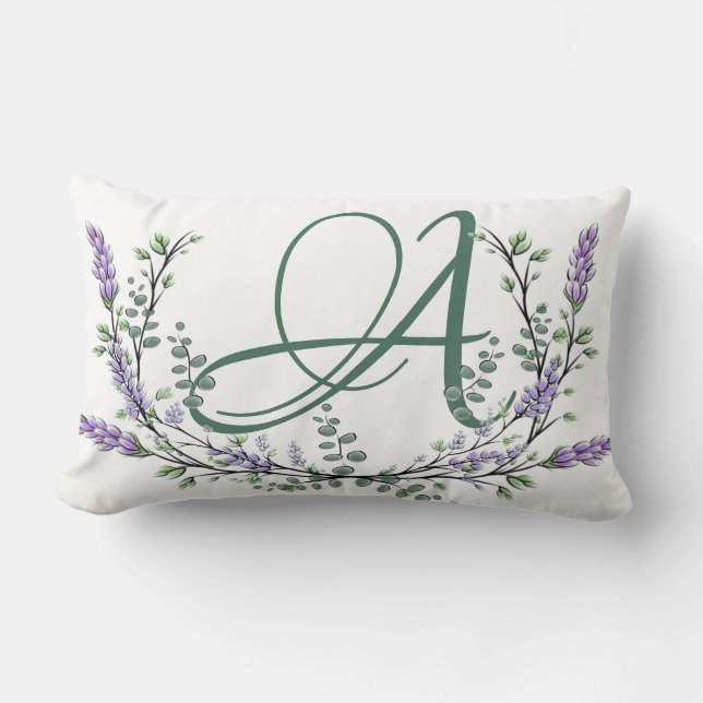 Monogram A lavender Eucalyptus Kussen (Voorkant)
